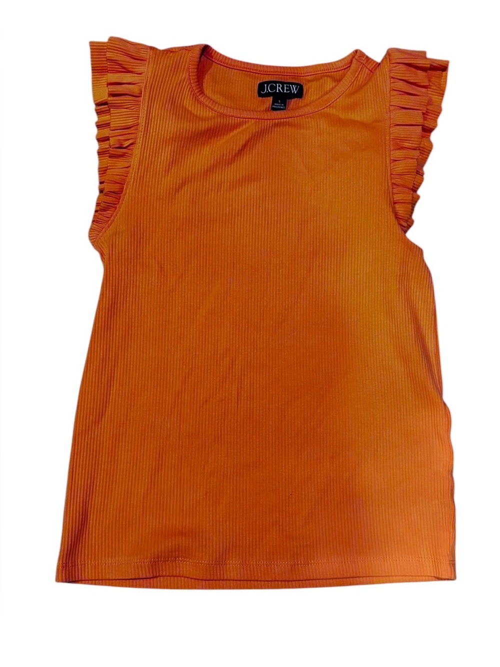 J. Crew flutter sleeved ribbed tee in tangerine orange small